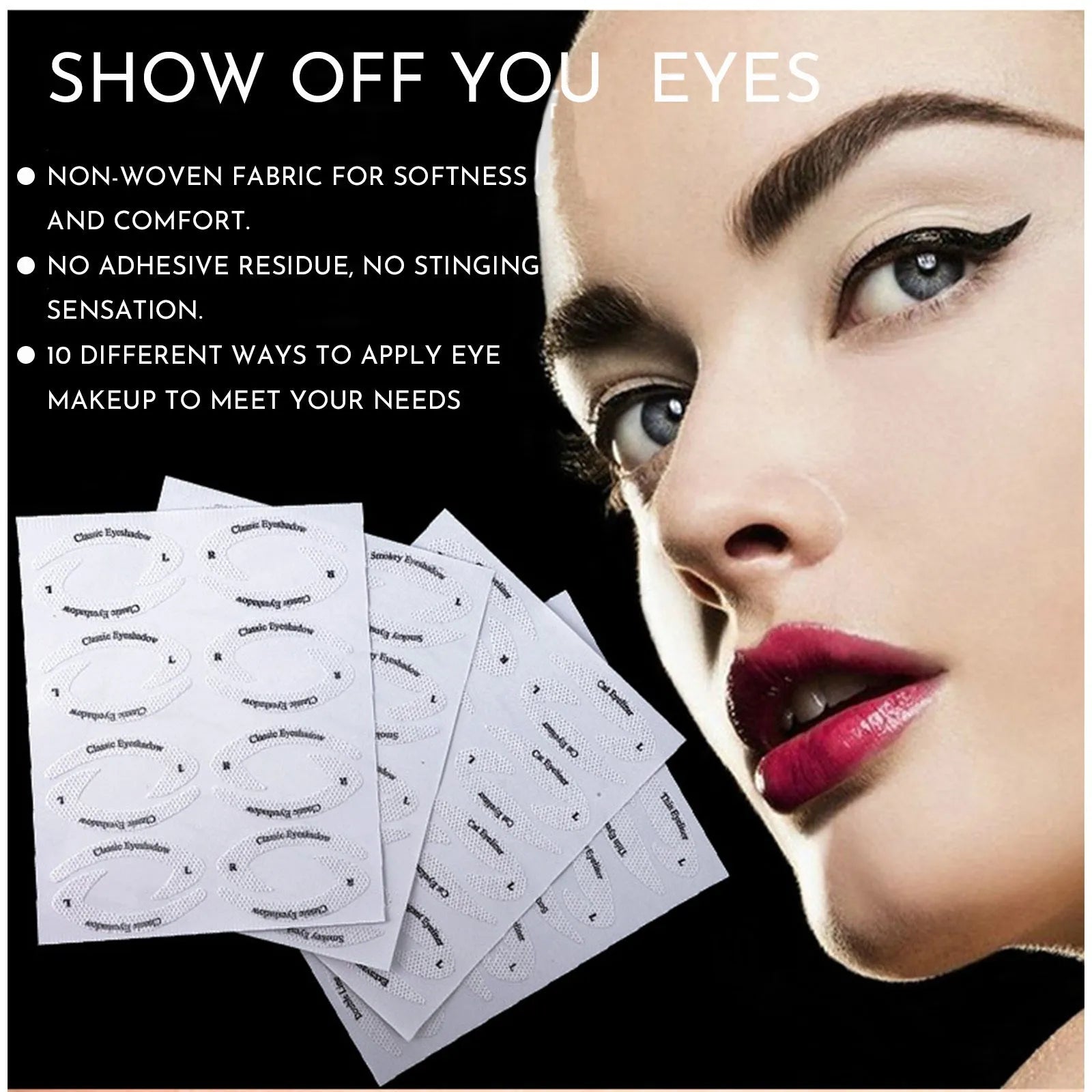 Four reusable flexible eyeliner sticker makeup templates for creating precise eye designs