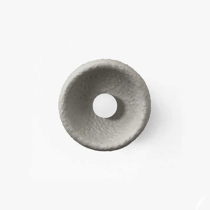 Japanese-style simple silent wall lamp with resin shade in warm white light.