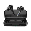 Black and white true wireless Bluetooth earbuds with IPX5 waterproof rating shown side by side.