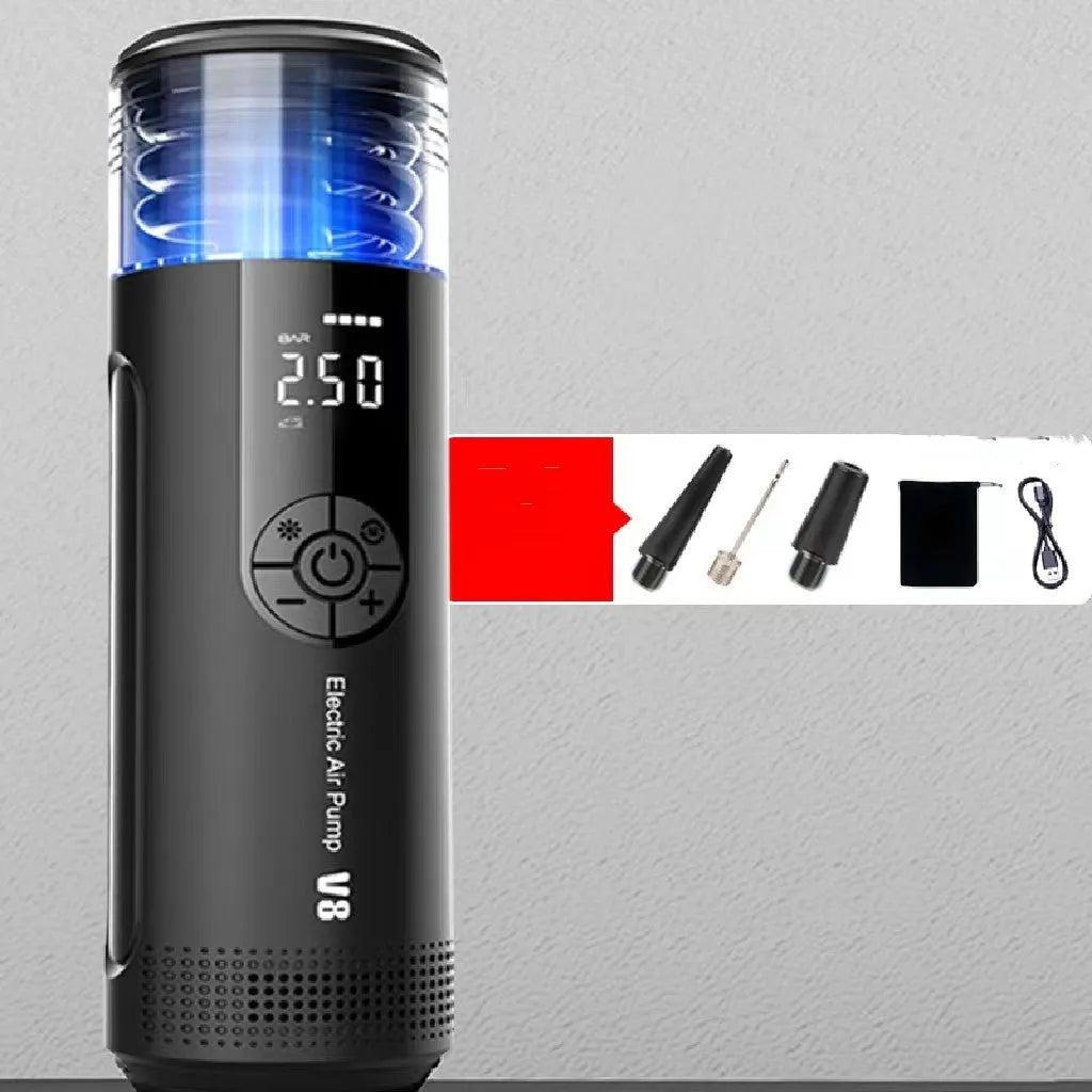 Wireless portable electric car tyre inflator with digital display and long hose