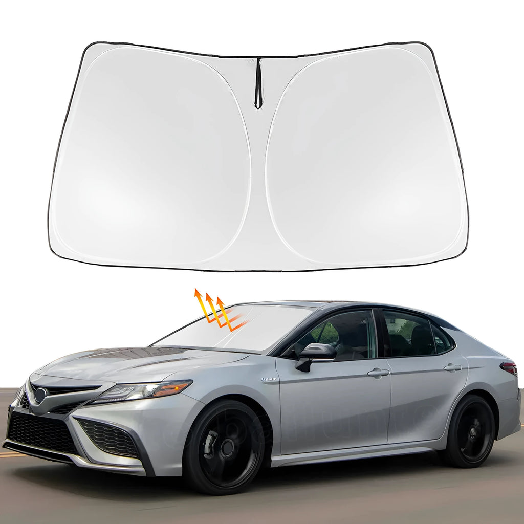 Silver tape car windshield sunshade for NOAH XOVY 90 series vehicles folded for storage