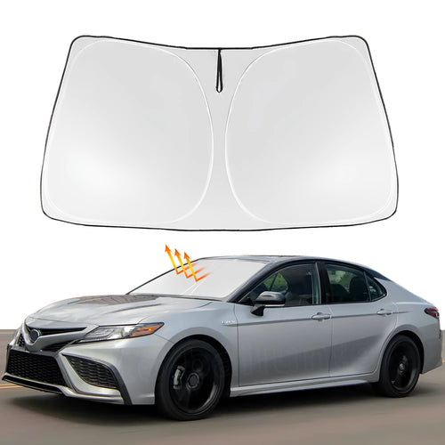 Silver tape car windshield sunshade for NOAH XOVY 90 series vehicles folded for storage