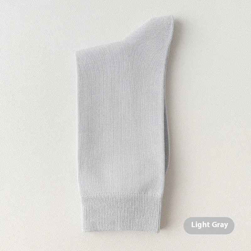 Men's pure cotton mid-calf business socks in solid colours with sweat absorption and deodorant function
