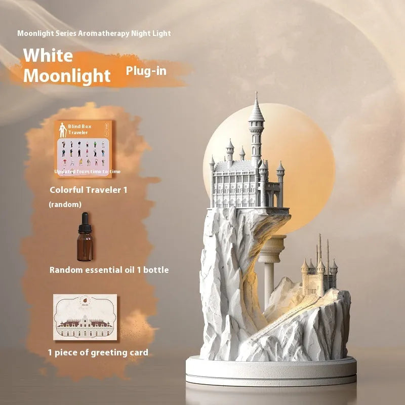 White composite gypsum desk lamp with wire switch, serving as a bedside night light.