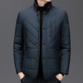 Men's solid colour winter coat with side seam pockets in dark blue, wine red or dark green