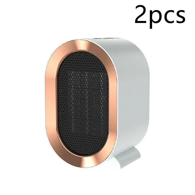 Compact desktop electric heater with ceramic heating element and mechanical control dial