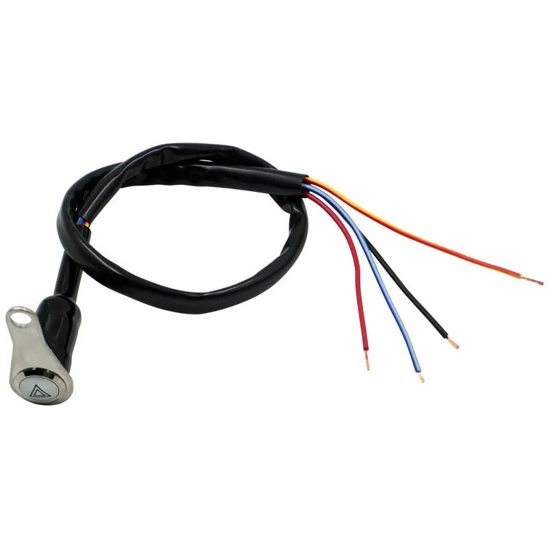 Black stainless steel motorcycle double flash switch with illuminated light ring and 7mm mounting