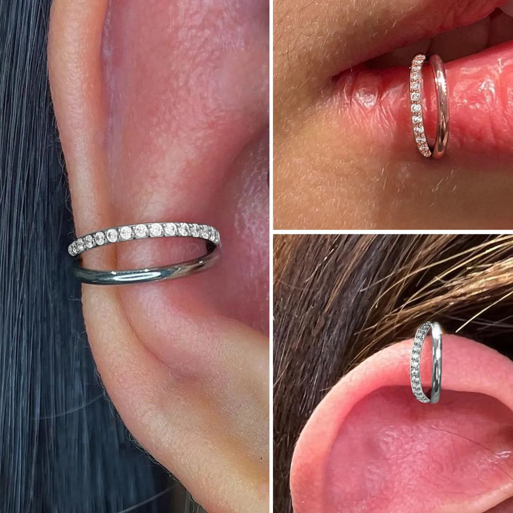 Titanium alloy fork-style nose ring body jewellery shown in silver finish.