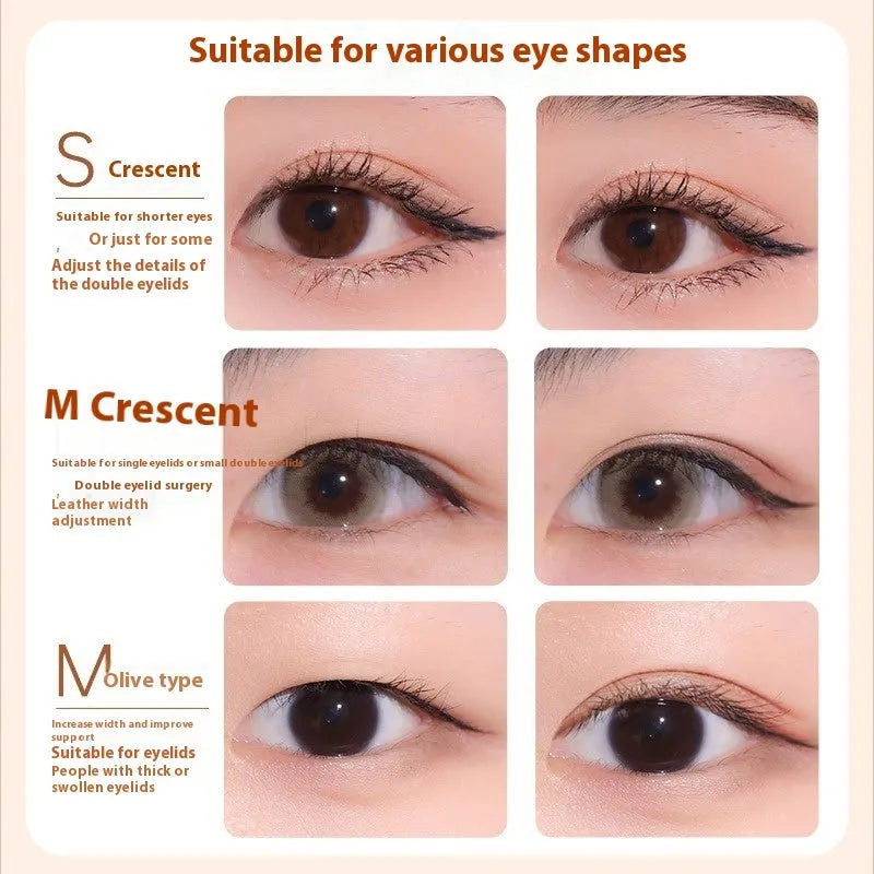 Double eyelid stickers invisible natural lace adhesive strips in Crescent and Olive shapes 120 count