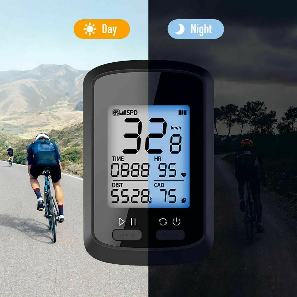 Black plastic waterproof bicycle stopwatch with digital display for cycling timing