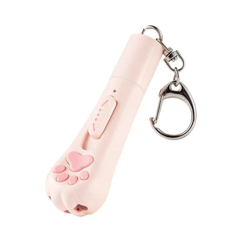 Cat teasing pen light toy with self-hi feature in cream white, pink or sky blue colour options