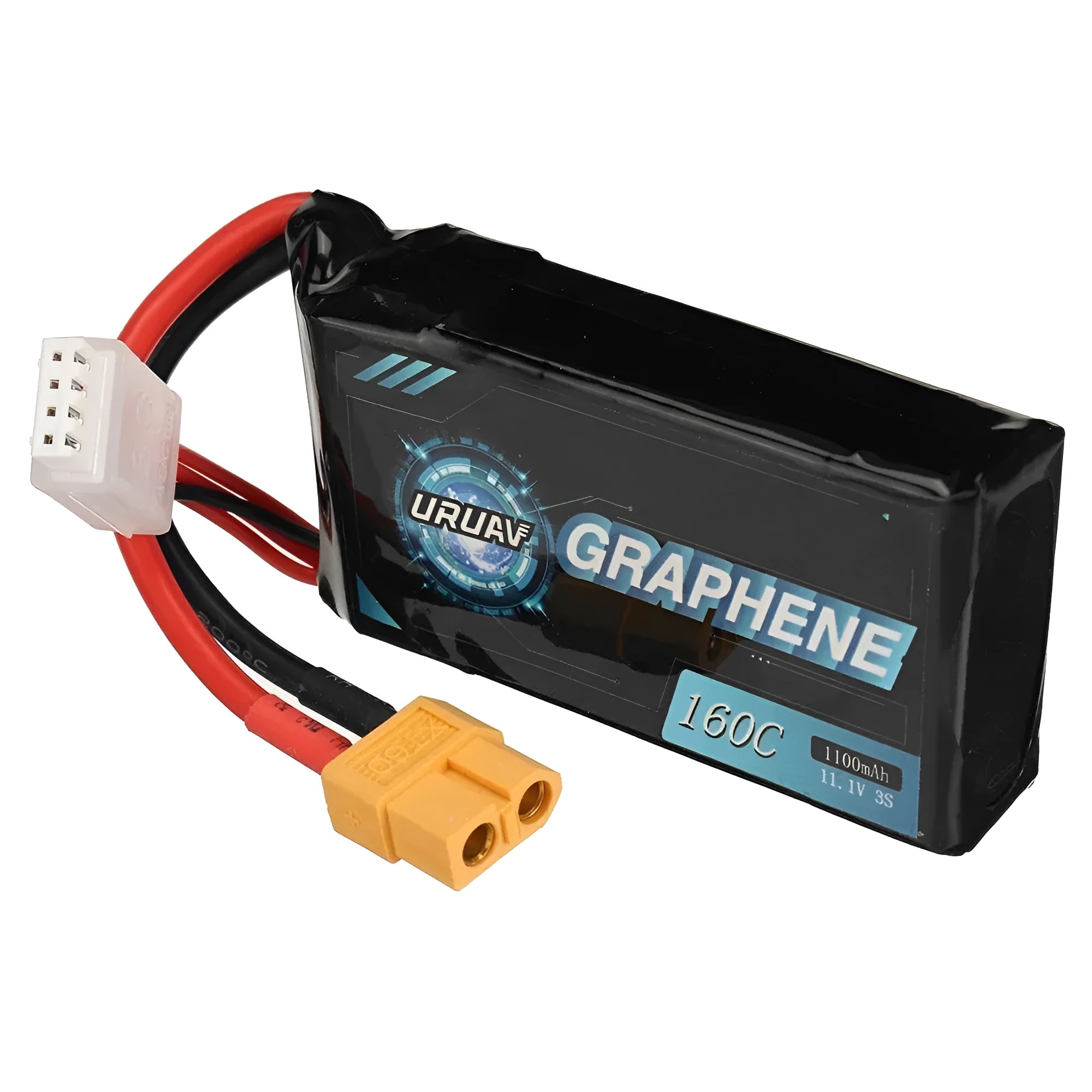7.4V 1200mAh lithium battery for RC remote control cars and ships measuring 15x36x70mm