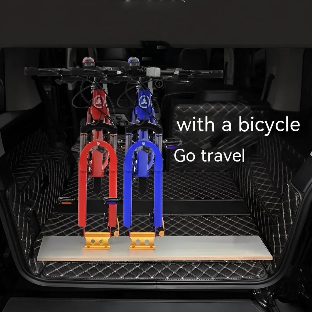 Silver metal bicycle front fork quick release fixing clip for transport and SUV modification
