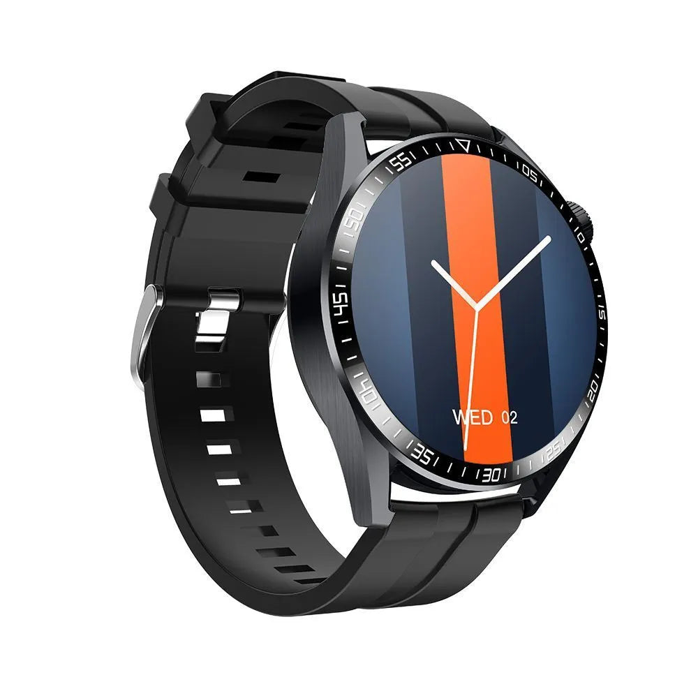 GS3 Max smartwatch in black or silver with 1.35-inch screen on a silicone strap, showing health metrics display.