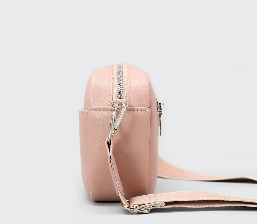 Simple women's large capacity PU shoulder bag in horizontal square shape with shoulder strap, available in multiple colours