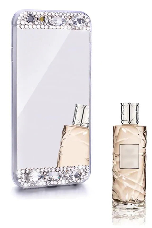 Rhinestone decorated silicone phone case for Huawei smartphones in gold, silver, and rose gold colours