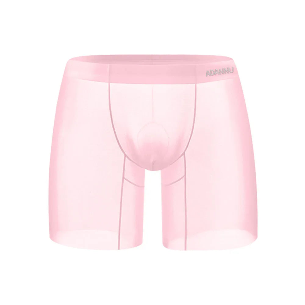 Men's seamless low-waist boxer shorts in orange nylon fabric