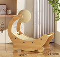 Large yellow moon boat shaped corrugated paper cat scratch board for claw trimming