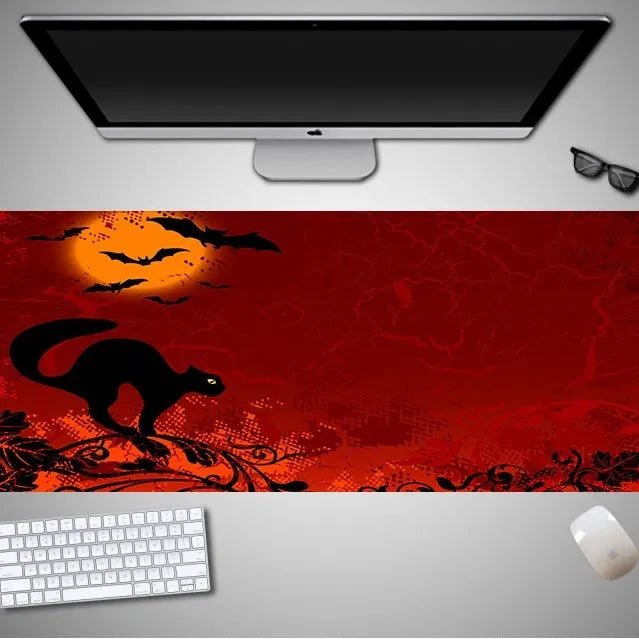 Oversized Halloween-themed gaming mouse pad with non-slip rubber base