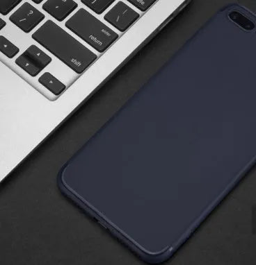 Flexible TPU silicone iPhone case for models 6, 7, 8, and X shown in black, blue, red, and white colour options.