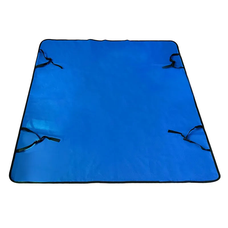 Waterproof cloth car pet mat for rear seat with dog bone print design on a grey background.
