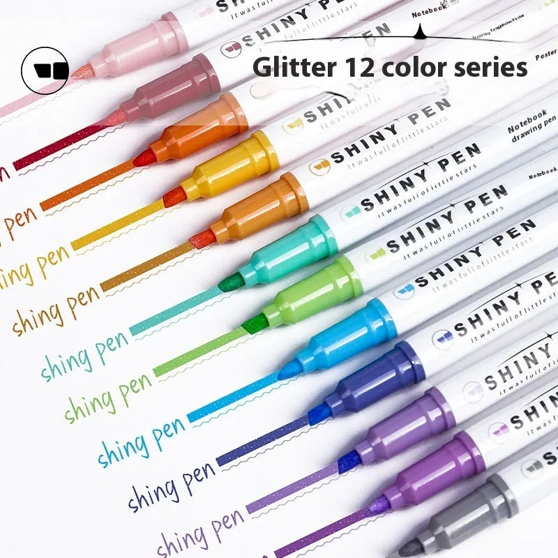 Set of four Sparkling Star River glitter highlighter pens in assorted pastel colours with slanted tips.