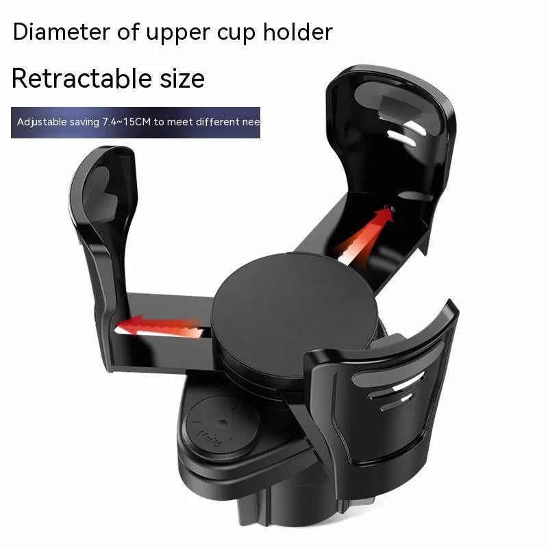 Black car cup holder with carbon fibre pattern and matte finish for dashboard installation