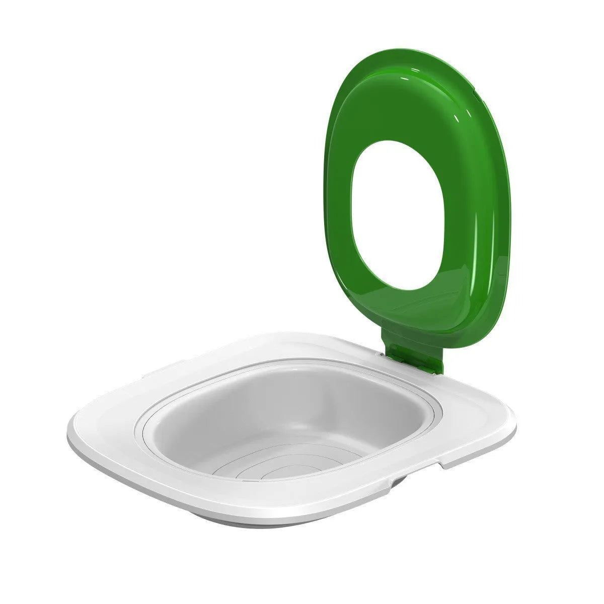 Fifth Generation cat toilet trainer with integrated mat in blue, gray, or green colour.
