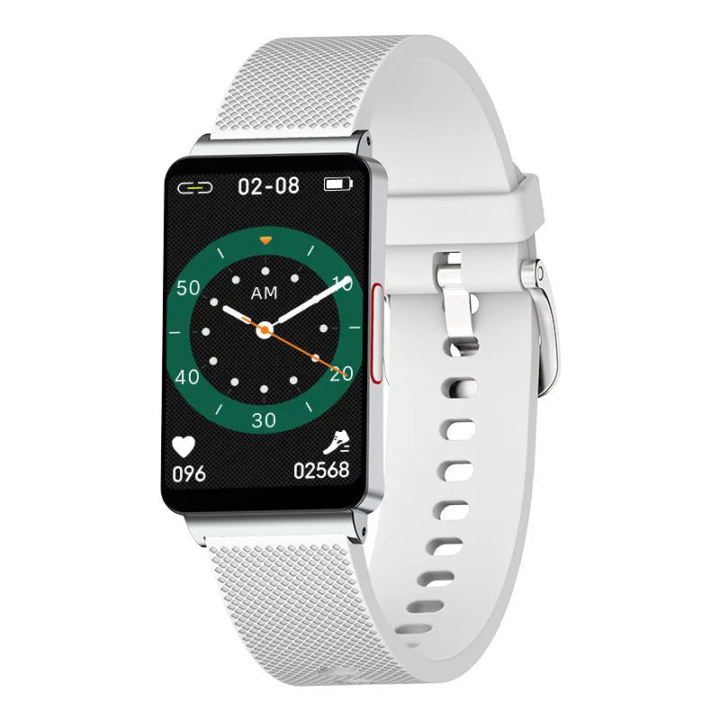 Blood Glucose EP08 Smart Bracelet in black, gold, or silver with TPU strap and touch screen.