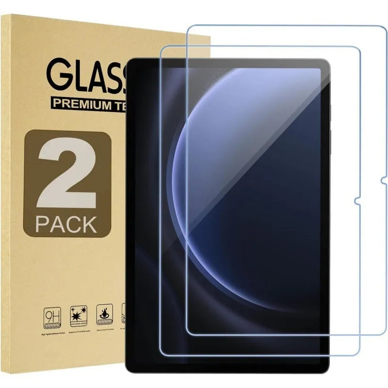 Tempered glass screen protector for Samsung Galaxy tablet showing HD clarity and full coverage.