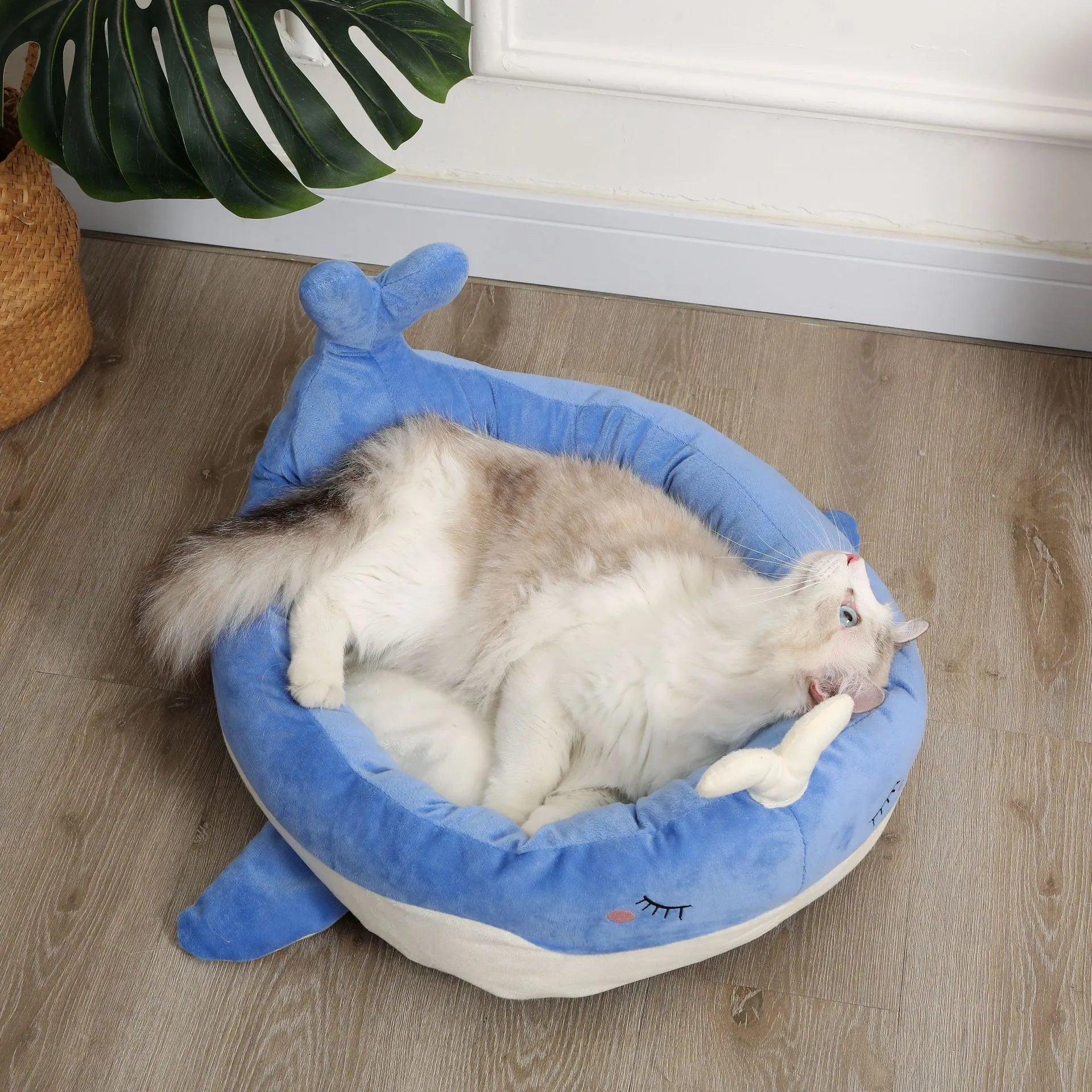 Duck shape pet bed sofa for small dogs and cats in blue or white colour