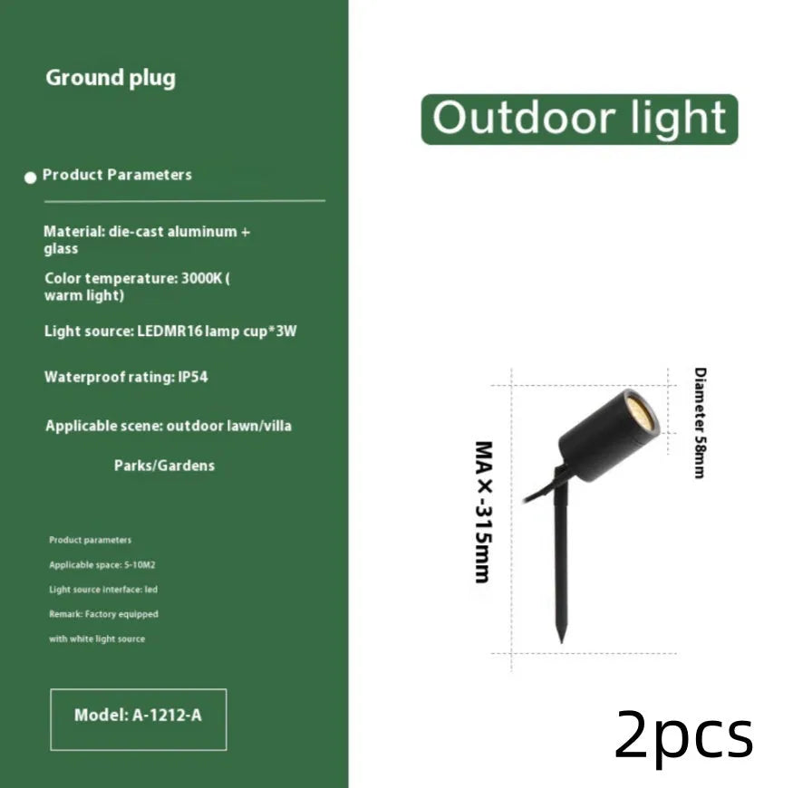 Outdoor aluminium ground lamp with LED lighting for garden and courtyard use