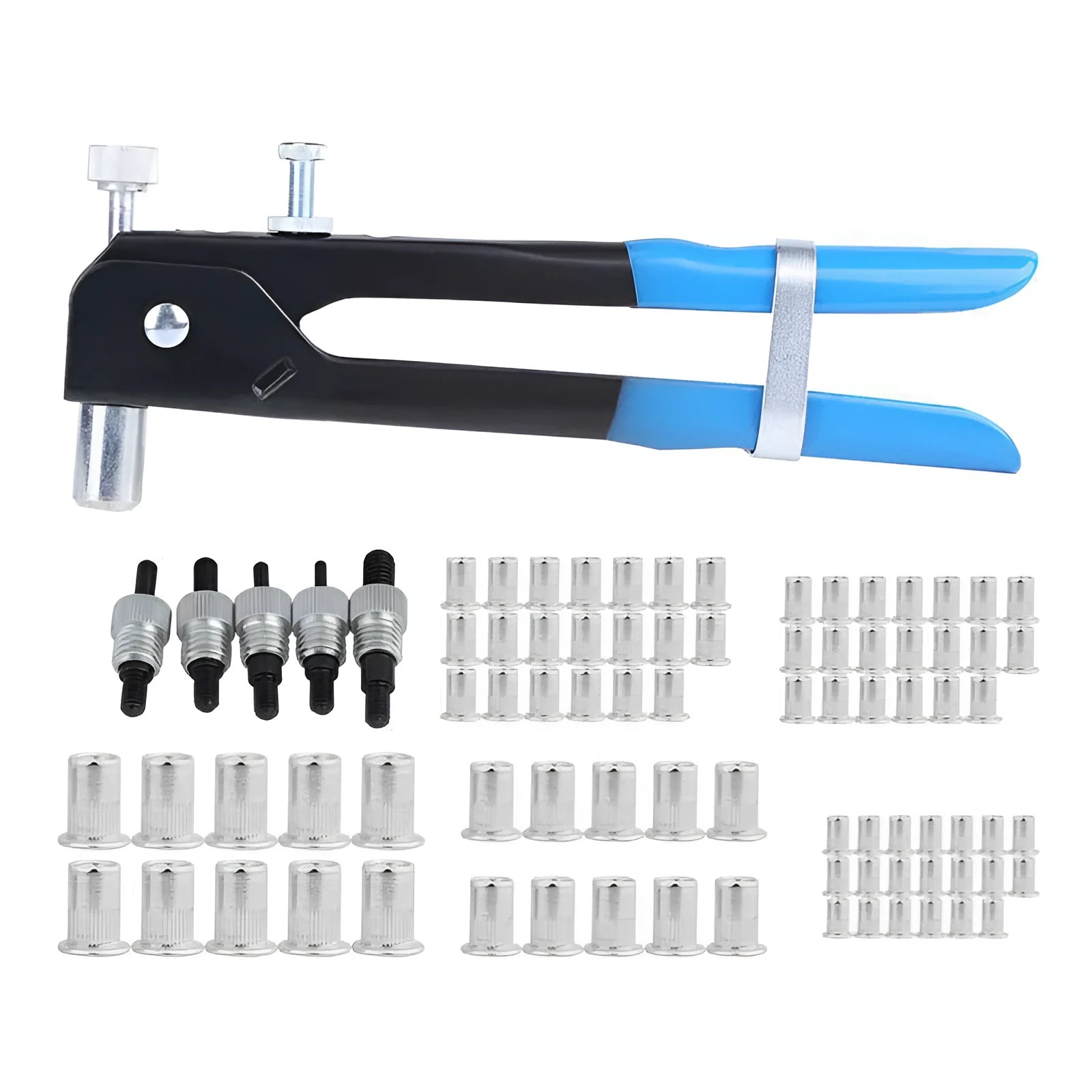 Alloy steel manual riveter nut tool set with 86PC or 106PC kit options