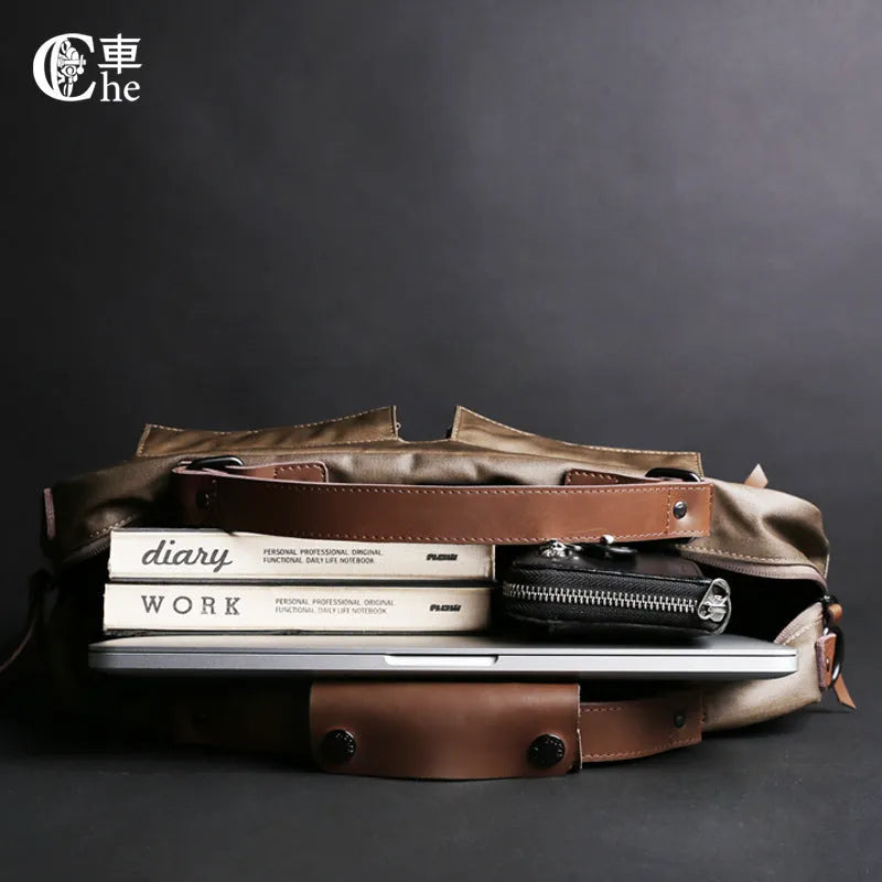 Dpark single shoulder laptop bag in black, brown, or khaki for 14 or 15 inch laptops