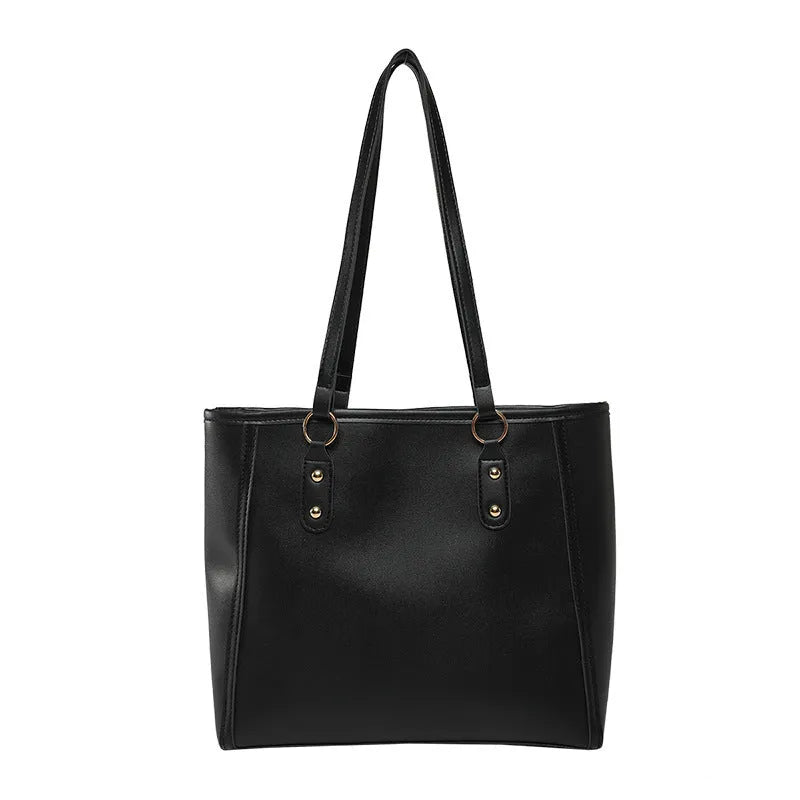 Korean style shoulder underarm bag in structured PU leather with horizontal square design