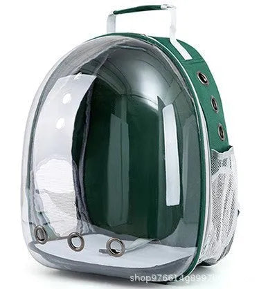 Grey hard-shell pet carrier bag with side opening for medium-sized cats or small dogs.