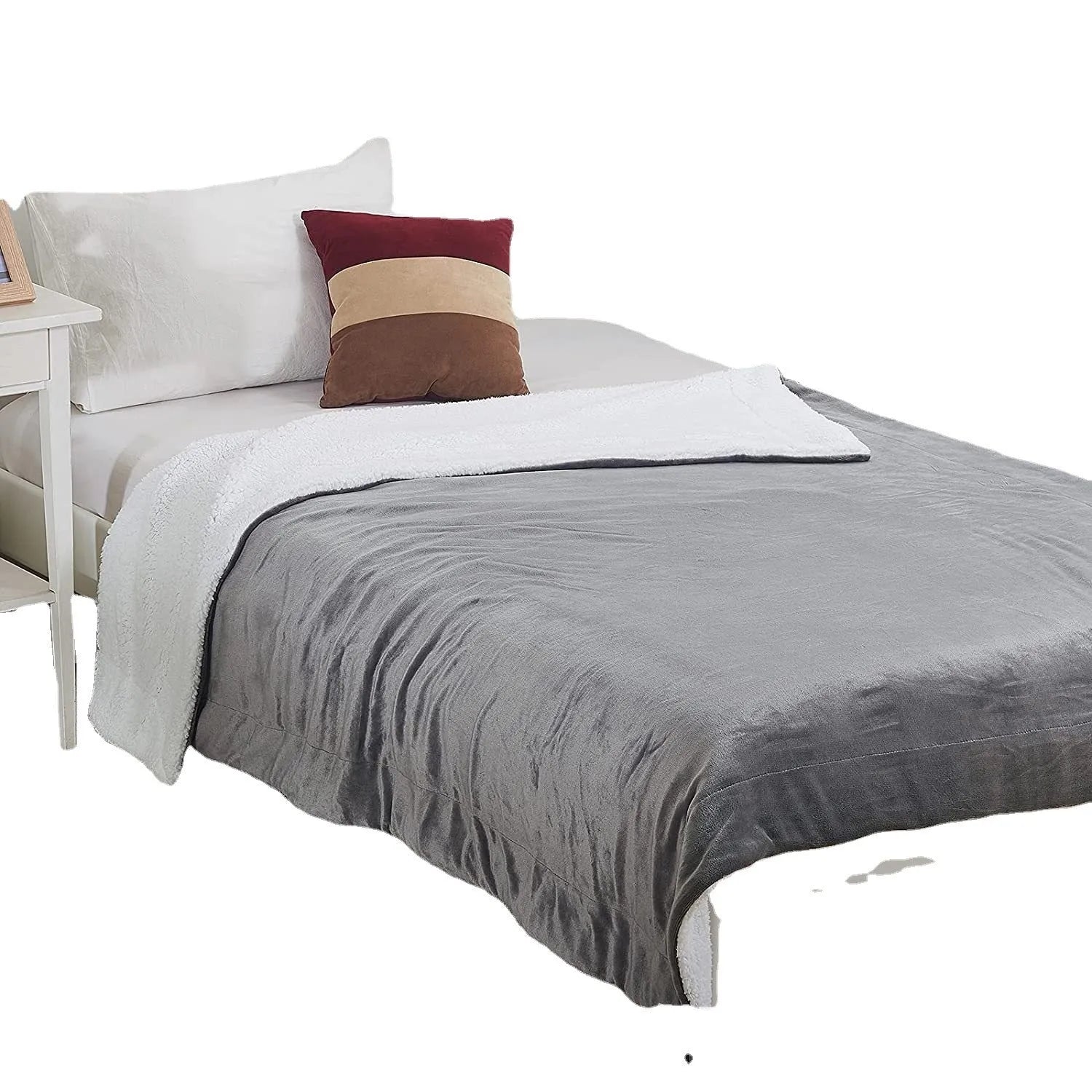 USB electric heating blanket in grey colour showing intelligent temperature adjustment controls