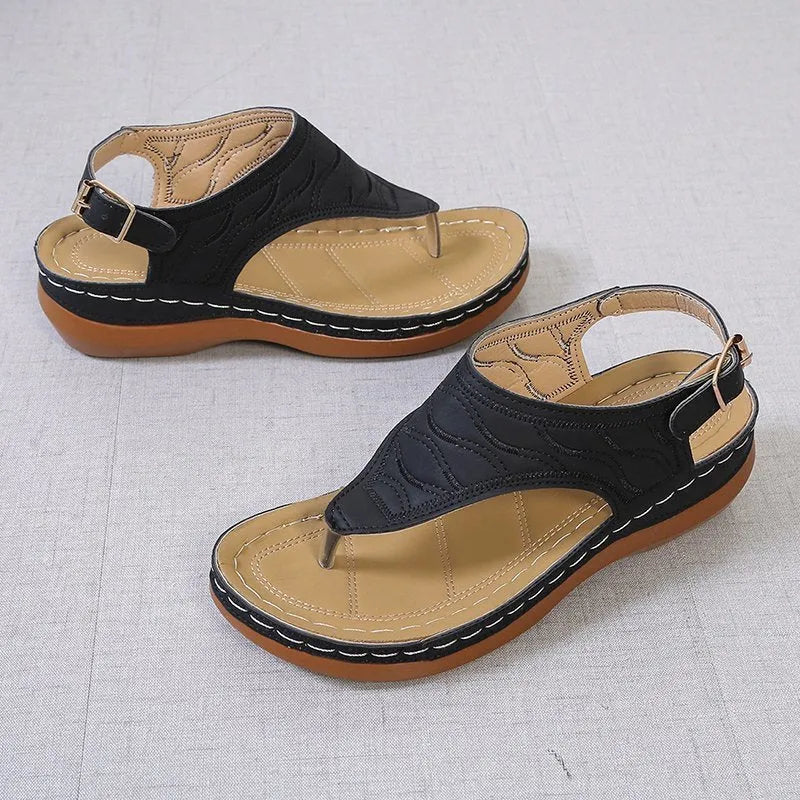 Women's wedge heel sandals with adjustable back strap in five colour options