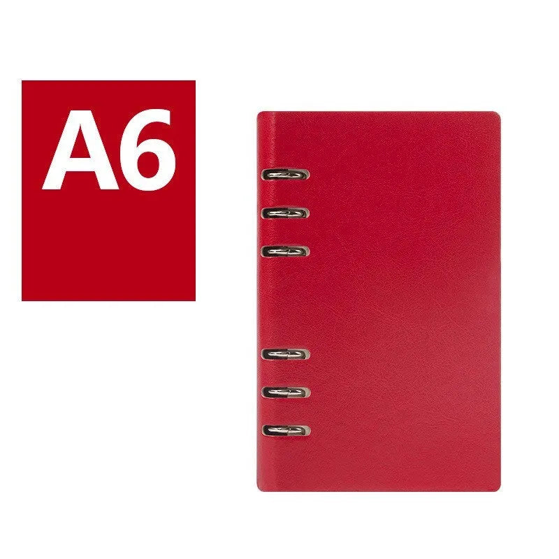 Imitation leather loose leaf notebook in black, blue, brown, red or seaweed green colours