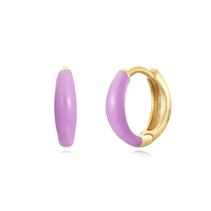 Geometric U-shaped epoxy oval earrings in a choice of seven colours on a silver needle copper base.
