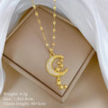 Moon tassel necklace with geometric chain and copper pendant on stainless steel
