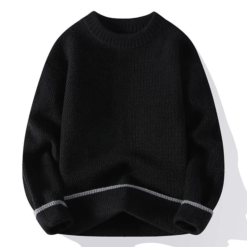 Men's loose fit round neck casual sweater in chemical fibre blend fabric available in multiple colours