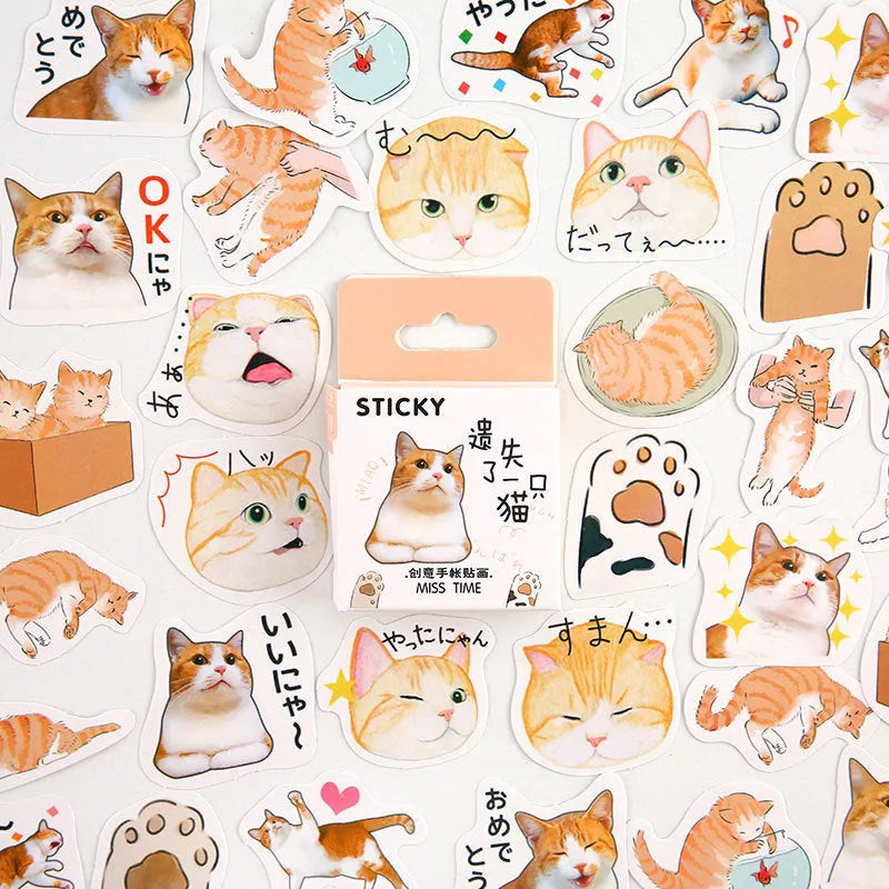 46-piece decorative cartoon sticker pack for journals with small 30x37mm designs in nine colour themes