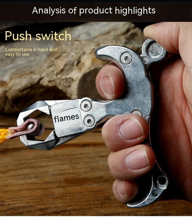 Zinc alloy archery release aid with a two-axis harpoon clip on a white background.