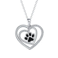 Women's copper dog paw heart necklace with cross chain in electroplated finish