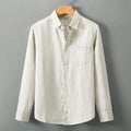 Long sleeve linen shirt in loose fit Chinese cardigan style available in seven colours