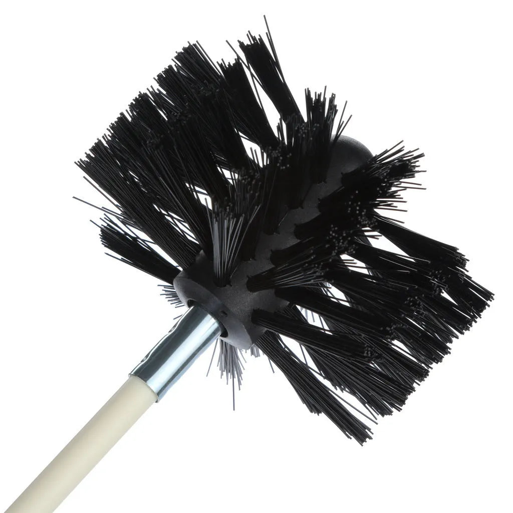 Flexible chimney cleaning brush with nylon bristles for dryer vent and range hood ducts
