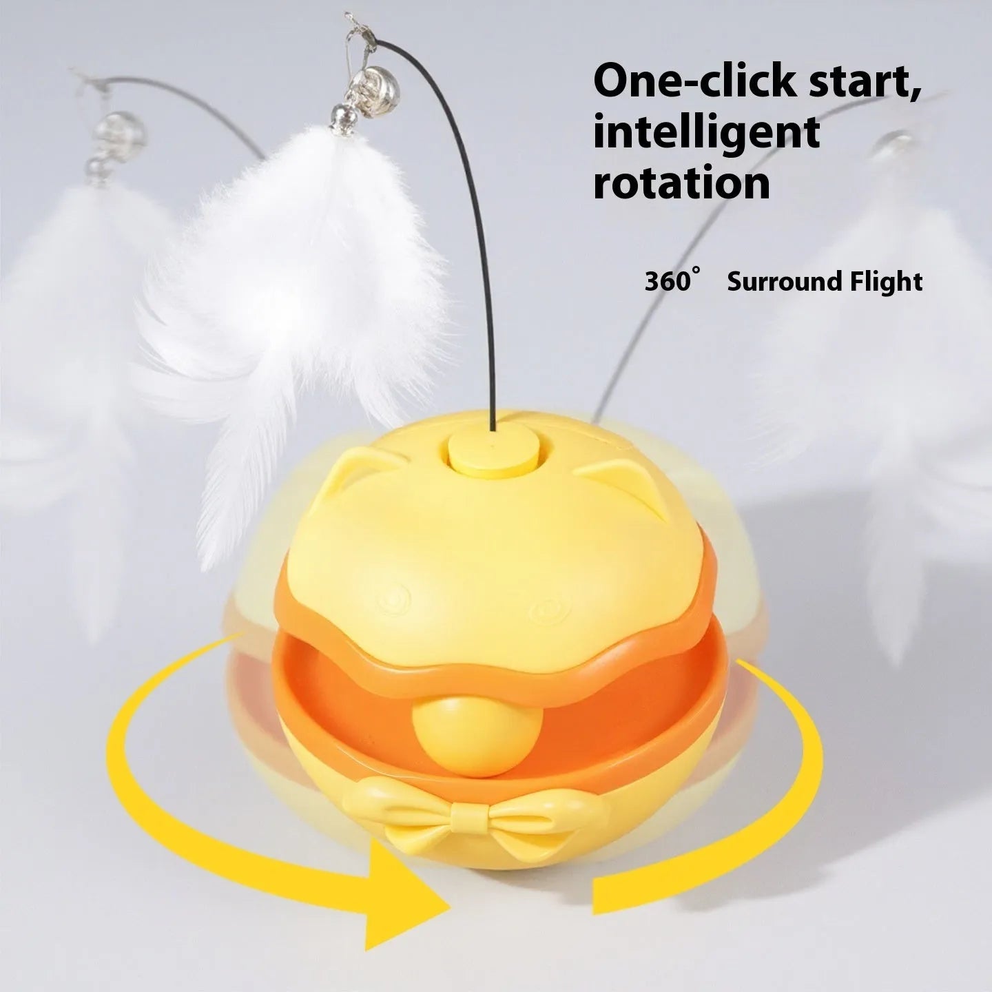 Electric cat toy tumbler with self-moving action in lemon yellow, sky blue, or soft fog grey plastic construction