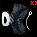 Adult knee patella protector brace with silicone cushion and side springs in black blue colour for basketball use