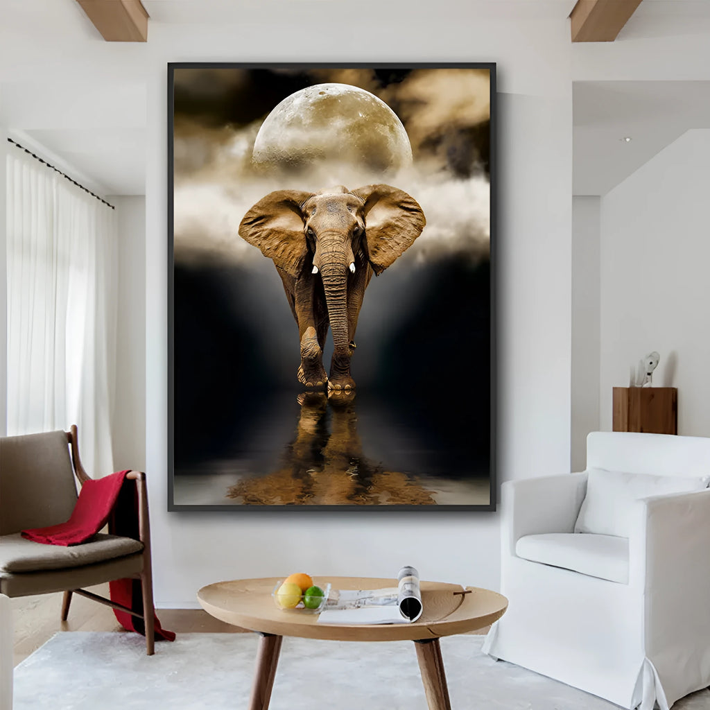 Creative home decor elephant canvas painting in black, frameless flat print on oil on canvas